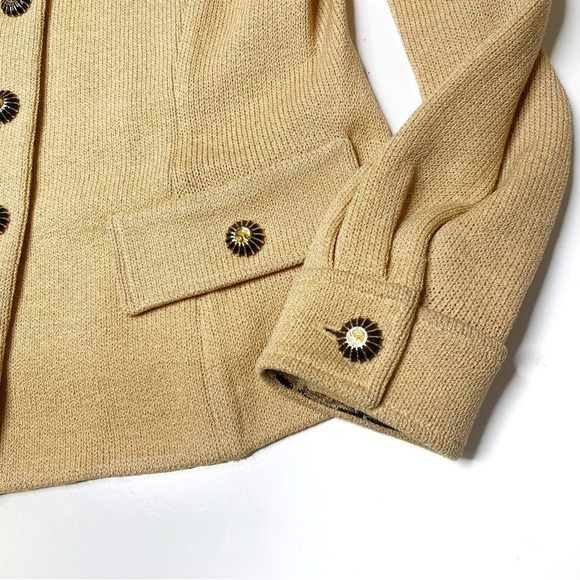 St. John Knit Button Front Blazer Tan 2 - Picture 3 of 8